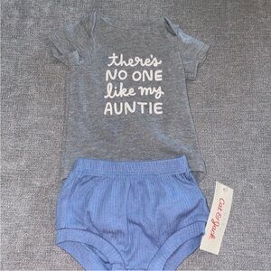 Cat & Jack "There's No One Like My Auntie" NB Onesie & Shorts